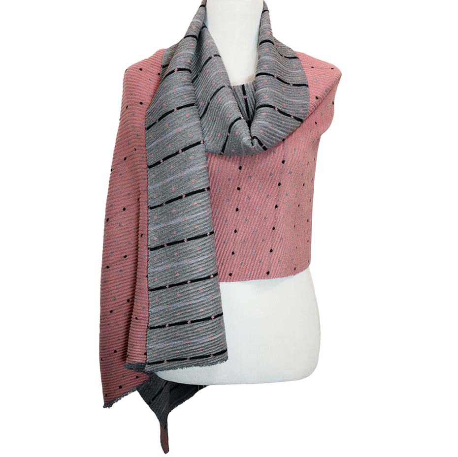 Pink Super Soft Reversible Polka Dot Pleated Scarf Shawl, accent your look with this soft, highly versatile scarf shawl. A polka dot design brings a trendy and beautiful look that adds a pop of color & completes your outfit in gorgeous style. It keeps you cozy & toasty in cold weather. Perfect Gift for Birthday, Holiday, Christmas, Anniversary, Valentine's Day for your friends, family and nearest and dearest one. Enjoy the winter!