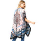 Pink Tie Dye Boho Printed Cover Up Kimono Poncho, The lightweight poncho top is made of soft and breathable Polyester material. short sleeve swimsuit cover up with open front design, simple basic style, easy to put on and down. Perfect Gift for Wife, Mom, Birthday, Holiday, Anniversary, Fun Night Ou
