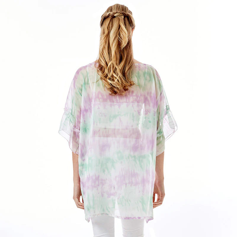 Pink Tie Dye Cover Up Poncho, When you're not feeling your outfit, it's easy than you think to change it up with this trendy classic poncho. This cover up drapes over your favorite tanks, tees, and more for added flair, and the Tie Dye print add playful movement to your look.