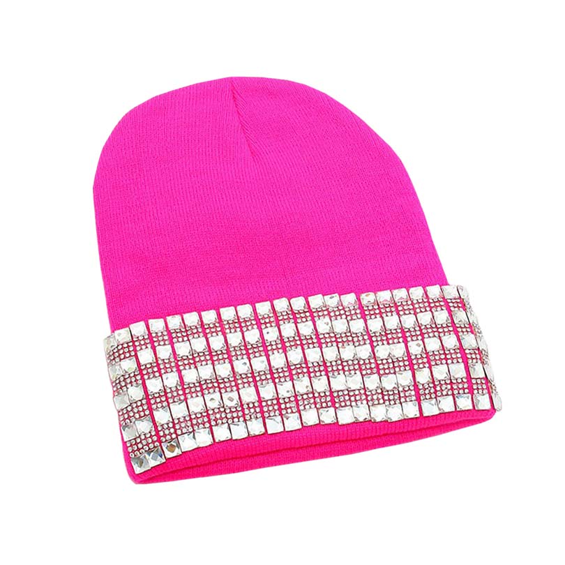 Pink Trellis Blinged Acrylic Beanie Hat, before running out the door into the cool air, you’ll want to reach for this toasty beanie to keep you incredibly warm. Accessorize the fun way with this beanie winter hat, it's the autumnal touch you need to finish your outfit in style. Awesome winter gift accessory! Perfect Gift for Birthdays, Christmas, Stocking stuffers, Secret Santa, holidays, anniversaries, Valentine's Day, etc. to your loved ones. Happy Winter!