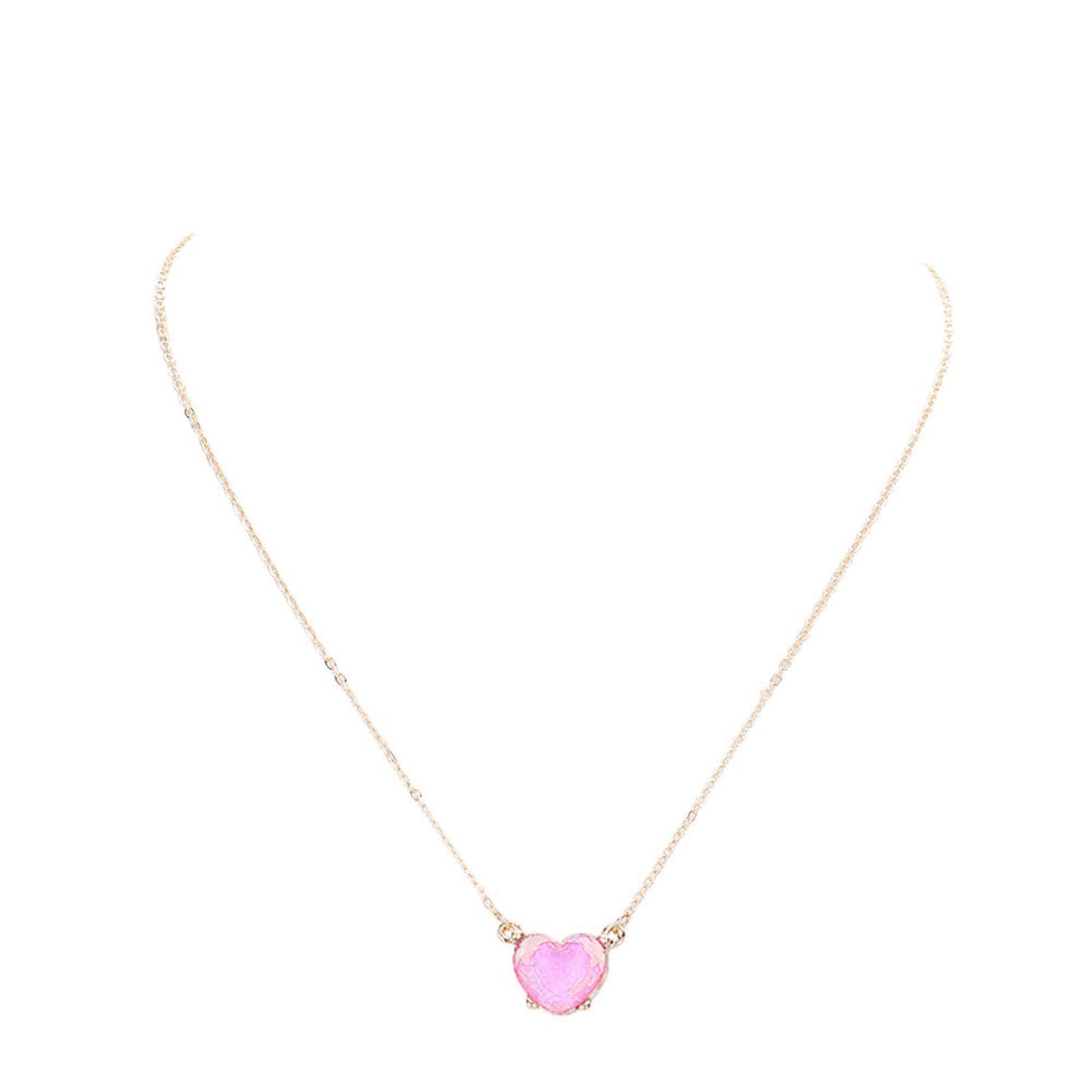 Pink Trendy Stylish Heart Stone Pendant Necklace, Get ready with these Heart Stone Pendant Necklace, put on a pop of color to complete your ensemble. Perfect for adding just the right amount of shimmer & shine and a touch of class to special events. Perfect Birthday Gift, Anniversary Gift, Mother's Day Gift, Graduation Gift.