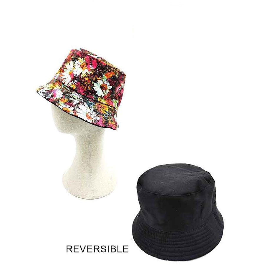 Pink White Patterned Reversible Bucket Hat, show your trendy side with this flower patterned bucket hat. Have fun and look Stylish. You can easily fold this bucket hat and put it in any backpack. Great for covering up when you are having a bad hair day, perfect for keeping the sun off of your face, neck, and shoulders Perfect summer, beach accessory.