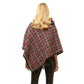 red Plaid Poncho Winter Poncho Plaid High Neck Buttons Poncho Designer Inspired Poncho Plaid Ruana Sweater