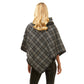 Black Plaid Poncho Winter Poncho Plaid High Neck Buttons Poncho Designer Inspired Poncho Plaid Ruana Sweater