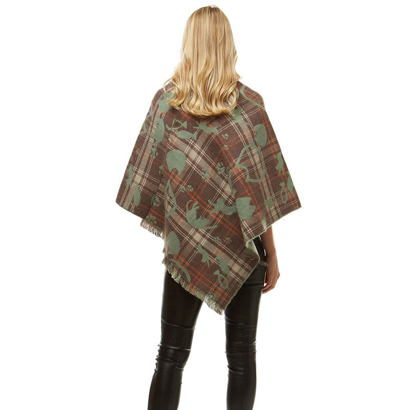 Fun Playing Taupe Cats Plaid Poncho Fringe Taupe Cat Plaid Ruana Cat Mom Poncho Wrap, ensures your upper body stays perfectly toasty when the temperature drops, gently nestles around the neck, feels so comfortable to wear, eye catcher, will be your favorite accessory. Perfect Gift Cat Lover, Birthday, Christmas, Valentine's Day