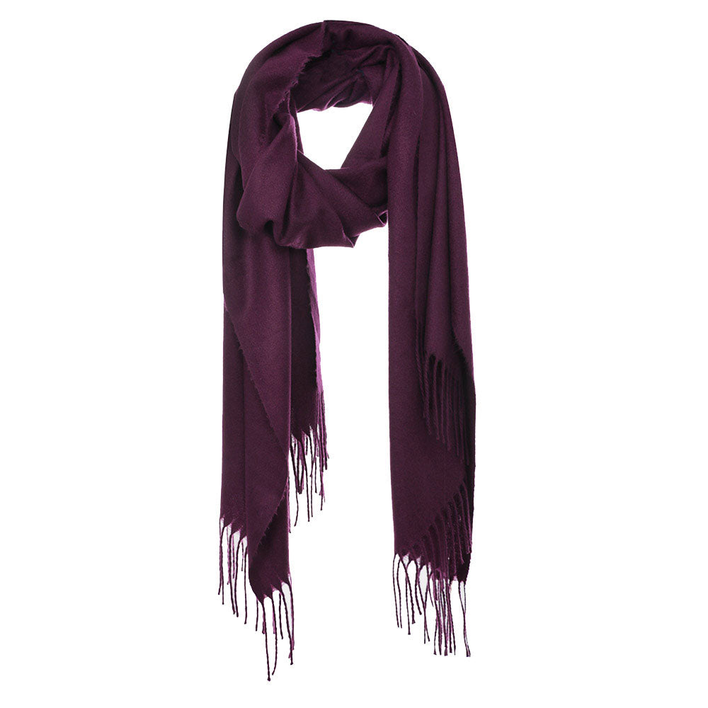 Plum Solid Tassel Oblong Scarf, Accent your look with this soft, highly versatile scarf. Great for daily wear in the cold winter to protect you against chill, classic infinity-style scarf & amps up the glamour with plush material that feels amazing snuggled up against your cheeks.