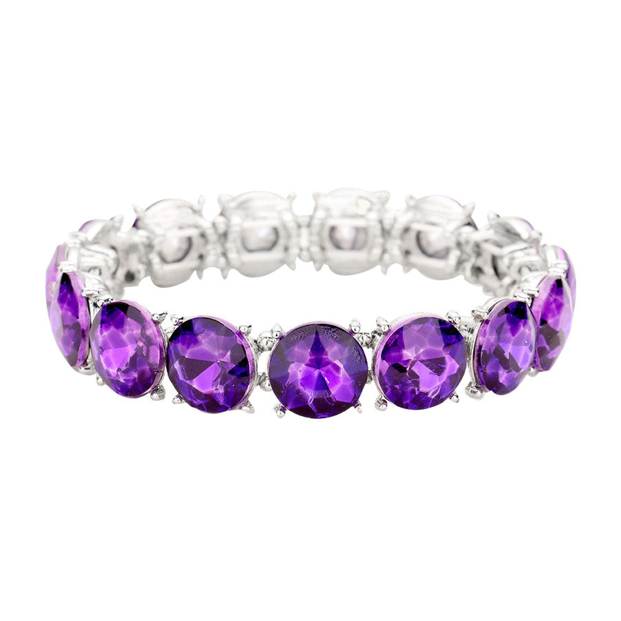 Purple Crystal Round Stretch Evening Bracelet, Beautifully crafted design adds a gorgeous glow to any outfit. Jewelry that fits your lifestyle! Perfect Birthday Gift, Anniversary Gift, Mother's Day Gift, Anniversary Gift, Graduation Gift, Prom Jewelry, Just Because Gift, Thank you Gift.