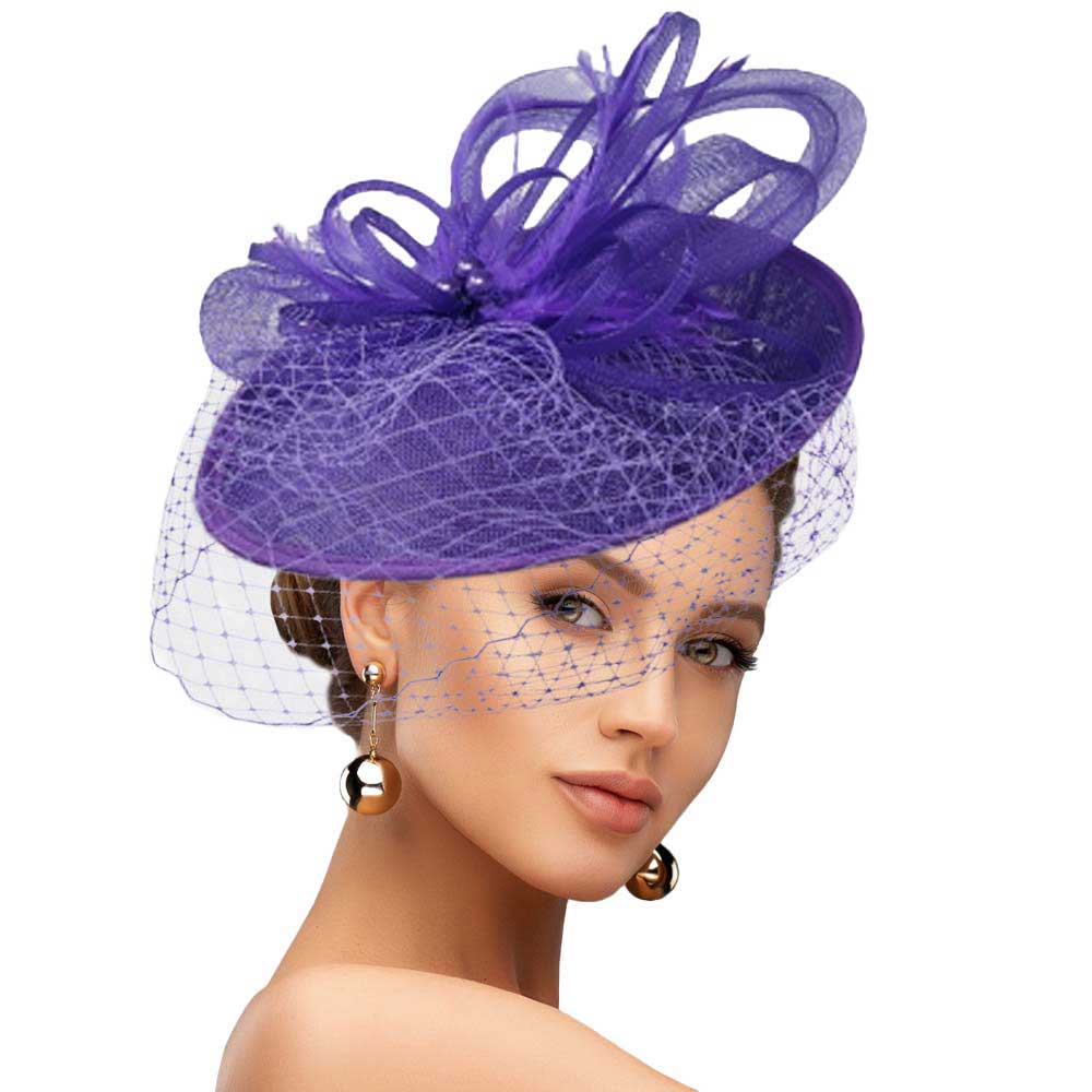 Purple Feather Mesh Fascinator Headband, Stylish Fascinator hat, noble, delicate mesh feathers and material is compertable and easy wearing also add glamour and fancy charming. This timeless pieces are Perfect for a fancy formal event, a ladies luncheon, a tea party, cocktail party, prom, Kentucky Derby, Grand National, Melbourne Cup, Triple Crown, wedding or any special occasion.