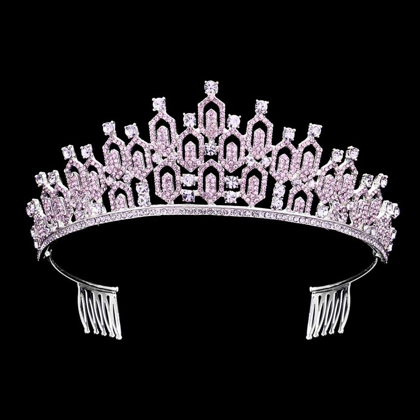 Purple Rhinestone Open Hexagon Cluster Princess Tiara, The stunning hair accessory is really beautiful, Pretty, and lightweight. Makes You More Eye-catching at special events and wherever you go. These are Perfect Birthday Gifts, Anniversary Gifts, and Graduation. Show your royalty with this Hexagon Cluster Princess Tiara.