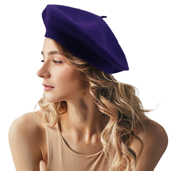 Purple Solid Beret Hat, this Solid Beret Hat is made with care and love from very soft and warm yarn. Wear it to lend a modern liveliness above a raincoat on trans-seasonal days in the city. Trendy and beautiful hat that amps up your outlook Birthday Gift , Christmas Gift , Anniversary Gift, Regalo Navidad, Regalo Cumpleanos, Valentine's Day Gift.