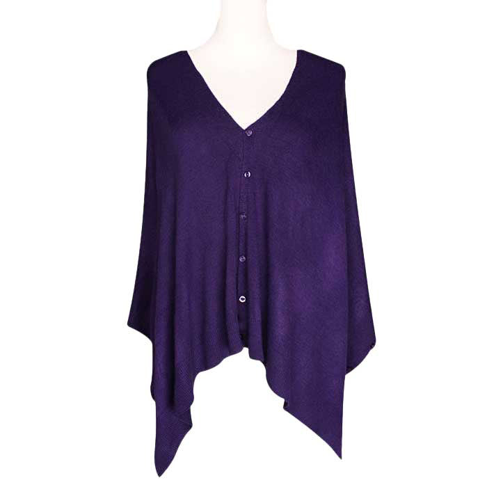 Purple Solid Button Poncho, These famous multi-purpose ponchos are wonderfully versatile and can be worn in many different ways: as a poncho; a shrug; a cardigan; a scarf; a snood; and a shawl. Timeless beautiful Poncho is ensure your upper body stays perfectly warm when the temperatures drop. A fashionable eye catcher, will quickly become one of your favorite accessories, the thickness is perfect for autumn winter and spring, fine gift for women, girl, mom.