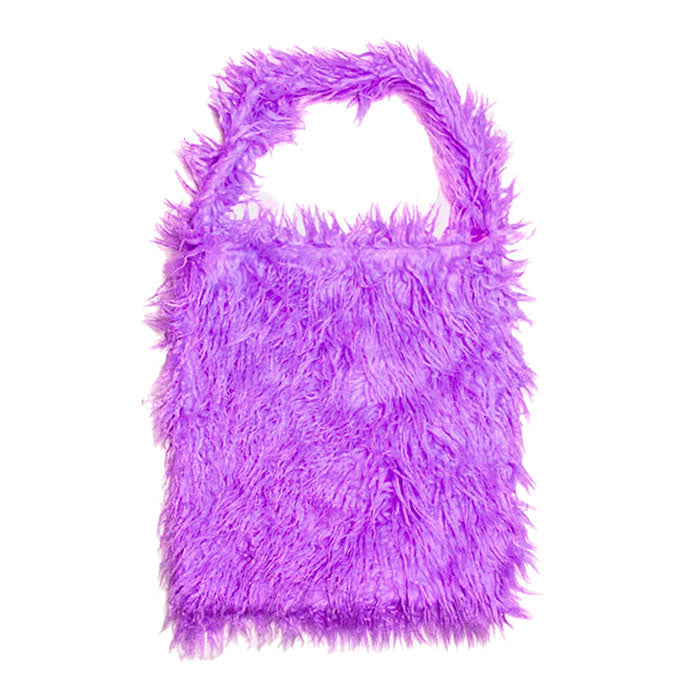 Purple Solid Color Faux Fur Fringe Shoulder Bag. Look like the ultimate fashionista carrying this small quilted bag! It will be your new favorite accessory. Easy to carry specially lightweight ideal for a night out on the town. Perfect Gift for Birthday, Holiday, Christmas, New Years, Anniversary, Valentine's day.