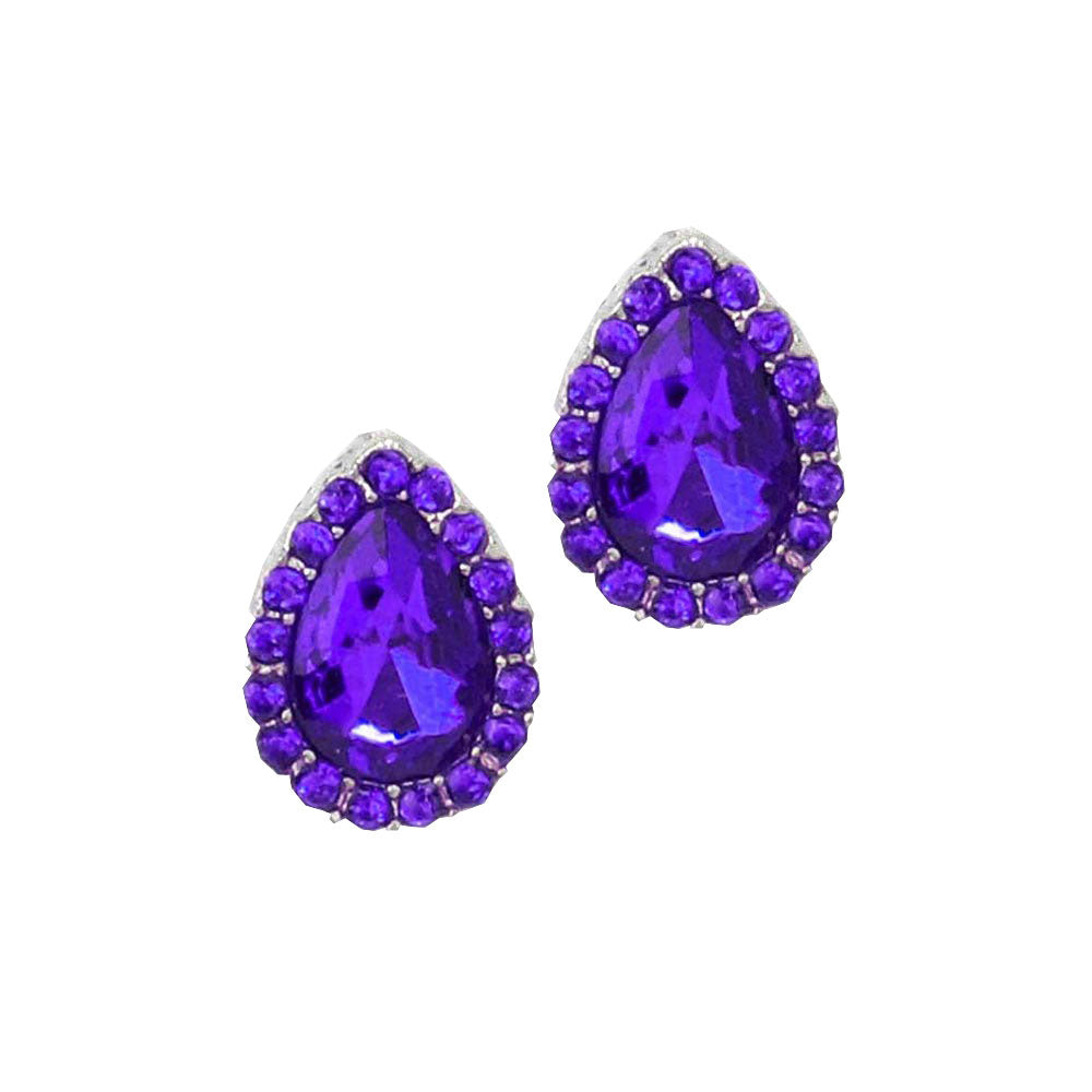 Purple Teardrop Stone Evening Stud Earrings, put on a pop of color to complete your ensemble. Perfect for adding just the right amount of shimmer & shine and a touch of class to special events. Perfect Birthday Gift, Anniversary Gift, Mother's Day Gift, Graduation Gift