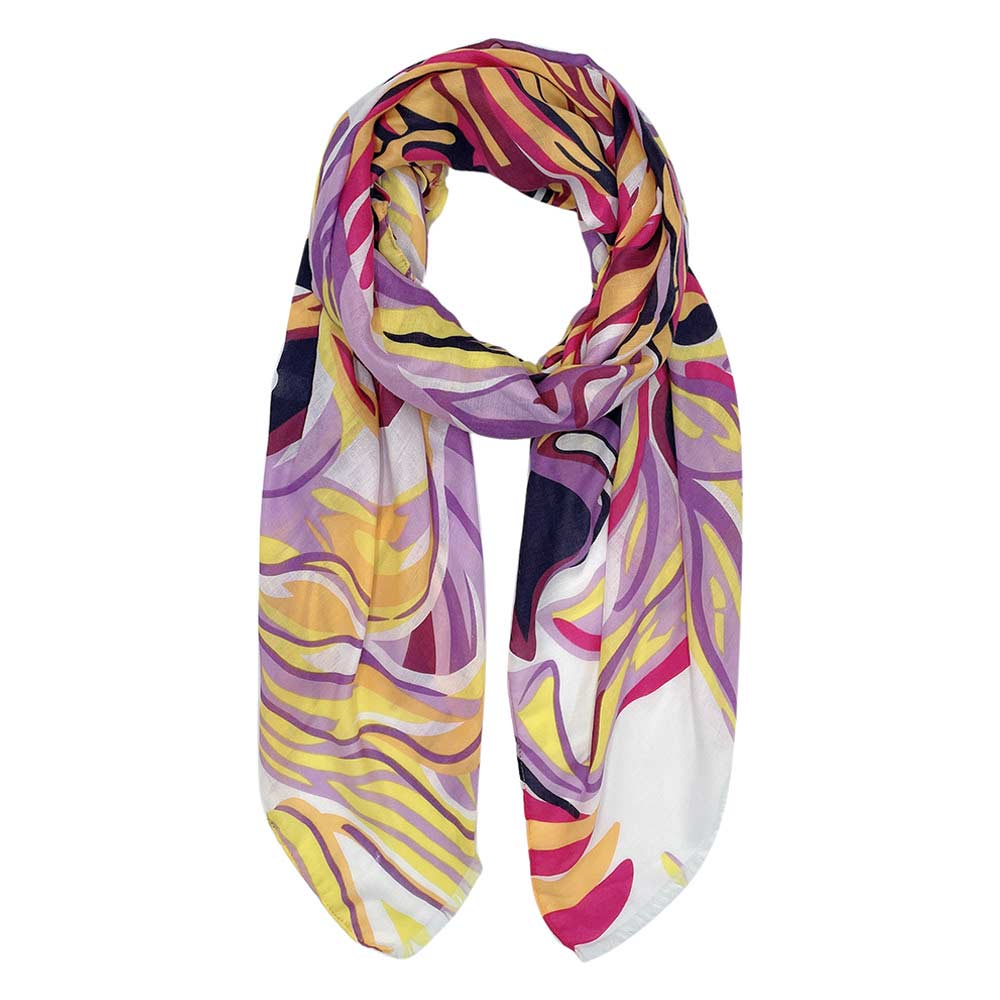 Purple Tropical Leaf Printed Oblong Scarf, This lightweight oblong scarf in soothing colors features a traditional Leaf design. The beautifully crafted design adds a gorgeous glow to any outfit. Suitable for holidays, Casual, or any Occasions in Spring, Summer, and Autumn. There is a perfect gift for any occasion.