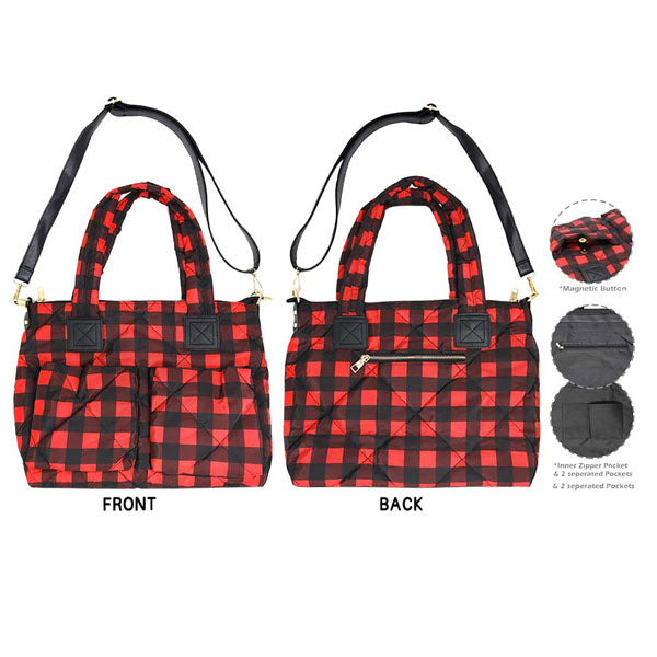Red Buffalo Check Puffer Tote Bag, be gorgeous and make an individual statement of fashion. These tote bag will be your new favorite accessory to hold onto all your items altogether in one place. The top zipper keeps everything secure and safe. It's easy to carry, and lightweight to run errands or a night out on the town. It's a smart gift for Birthdays, holidays, Christmas, New Year, etc. for your friends, family, and the persons you love and care for. Keep yourself gorgeous and trendy!