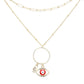 Red Open Metal Circle Hamsa Hand Evil Eye Link Pendant Double Layered Necklace, Get ready with these Pendant Double Layered, put on a pop of color to complete your ensemble. Perfect for adding just the right amount of shimmer & shine . Perfect Birthday Gift, Anniversary Gift, Mother's Day Gift, Graduation Gift.