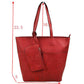 Red 3 In 1 Large Soft  Leather Women's Tote Handbags, There's spacious and soft leather tote offers triple the styling options. Featuring a spacious profile and a removable pouch makes it an amazing everyday go-to bag. Spacious enough for carrying any and all of your outgoing essentials. The straps helps carrying this shoulder bag comfortably. Perfect as a beach bag to carry foods, drinks, big beach blanket, towels, swimsuit, toys, flip flops, sun screen and more.