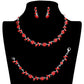Red 3PCS Flower Leaf Cluster Rhinestone Necklace Jewelry Set, These gorgeous Rhinestone pieces will show your class on any special occasion. The elegance of these rhinestones goes unmatched. Get ready with these bright stunning fashion Jewelry sets, and put on a pop of shine to complete your ensemble. Simple sophistication gives a lovely fashionable glow to any outfit style. Simple sophistication, dazzling polished, is a timeless beauty that makes a notable addition to your collection.