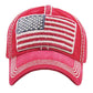 Red American USA Flag Vintage Baseball Cap; Show your patriotic side with this cute patriotic  USA flag style American Flag baseball cap. Perfect to keep the sun out of your eyes, and to pull your hair back during exercises such as walking, running, biking, hiking, and more! Adjustable Velcro strap gives you the perfect fit.