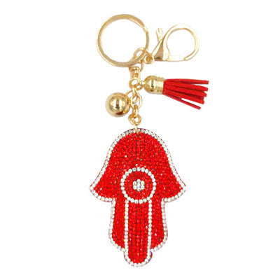 Bling Evil Eye Tassel Key Chain - Red - Keychains