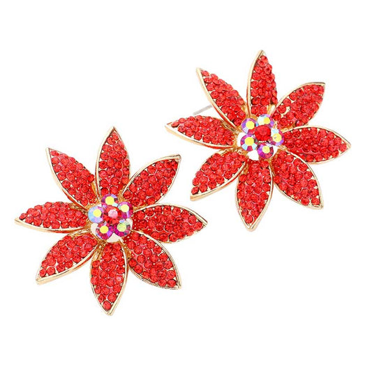 Red Bubble Stone Embellished Flower Evening Earrings, These gorgeous Stone pieces will show your class in any special occasion. pair these evening earrings with any ensemble for a polished look. The perfect set of sparkling earrings adds a sophisticated & stylish glow to any outfit. Ideal for a date, job interview, night out on the town, prom, wedding, any special event. Awesome gift for birthday, Anniversary or any special occasion.