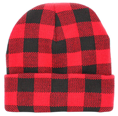 Red Buffalo Check Patterned Knit Beanie Hat, Before running out the door into the cool air, you’ll want to reach for these toasty beanie to keep your hands warm. Accessorize the fun way with these beanie, it's the autumnal touch you need to finish your outfit in style. Awesome winter gift accessory!