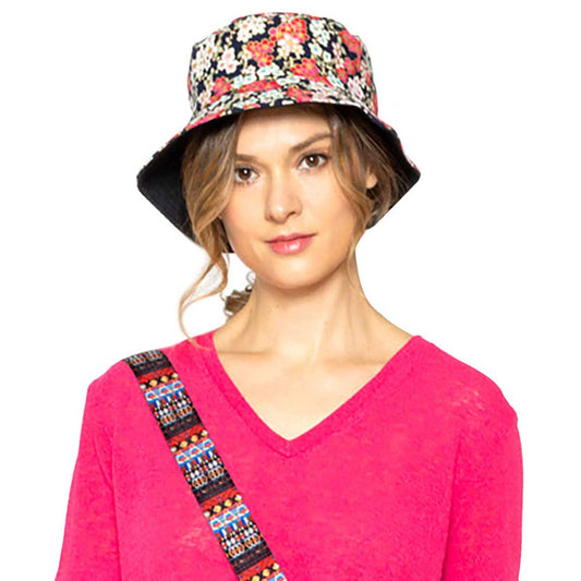 Red Cherry Blossom Flower Patterned Bucket Hat. Let your love for Summer bloom with these Bucket Hat. Packable and super convenient to carry, can also be easily carried inside your bags. Perfect for protecting you on a hot Summer day at the beach or keeping cool on the streets all while having your style completely intact!