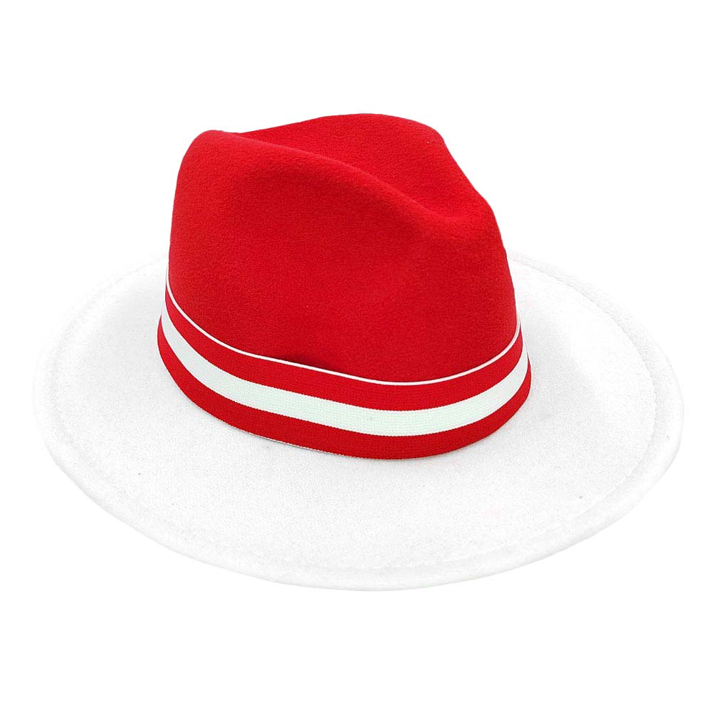 Red Color Blocked Fedora Hat, fashionable design and vibrant color will make you more attractive. It's a great accessory for any outfit. whether you’re basking under the summer sun at the beach, lounging by the pool, or kicking back with friends at the lake, a great hat can keep you cool and comfortable even when the sun is high in the sky. 