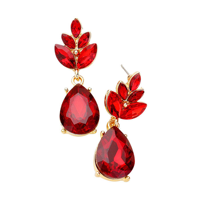 Red Crystal Teardrop Cluster Vine Evening Earrings, wear over your favorite tops and dresses this season! A timeless treasure designed to add a gorgeous stylish glow to any outfit style. This piece is versatile and goes with practically anything! Fabulous Christmas Gift, Birthday Gift, Mother's Day, Loved one gift.