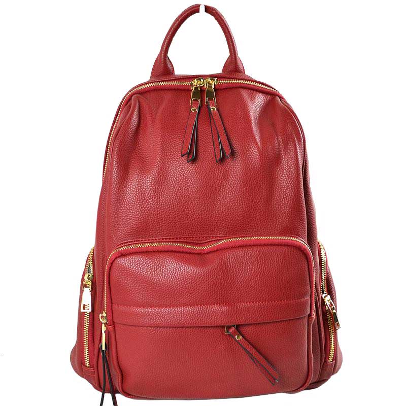 Red Elegant Soft PU Leather Bag Casual Shoulder Women's Backpack, These backpack purse is made of soft, waterproof and durable PU Leather, which can keep this fashion women backpack clean, dry and comfortable. Elegant PU Leather as an eye-contacting element, gives you confidence with this lady backpack purse. This casual women backpack features- one big zipper pocket and outside section keeps two zipper pockets for cosmetic or glasses case and also have two side zipper pockets.