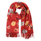 Red Fall Winter Fashionable Floral Fringe Scarf, on trend & fabulous, a luxe addition to any cold-weather ensemble. Great for daily wear in the cold winter to protect you against chill, classic infinity-style scarf & amps up the glamour with plush material that feels amazing snuggled up against your cheeks.