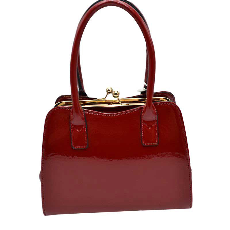 Red Fashion Shiny  Satchel Purses Patent Leather Women Handbags, No outfit is complete without the perfect clutch or handbag and a wide range to fit in all the essentials on the go! These handbag features a vegan patent leather material with Gold metal hardware. It comes with a removable long shoulder strap for casual shoulder or cross-body wear. This fun, yet sophisticated handbag will definitely draw attention.