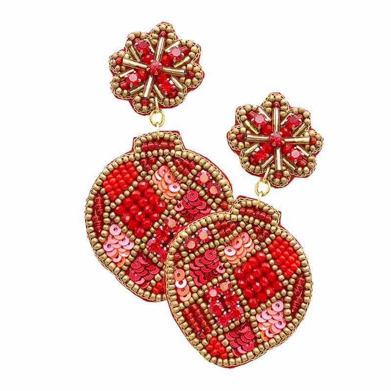 Red Felt Back Beaded Dangle Earrings, Felt back detailed beaded handcrafted jewelry that fits your lifestyle, Dangle earring add extra special to your outfit! Enhance your attire with these beautiful artisanal earrings to show off your fun trendsetting style. Lightweight and comfortable for wearing all day long. Perfect for wearing to Christmas parties, or if you just want to be festive during the holidays!