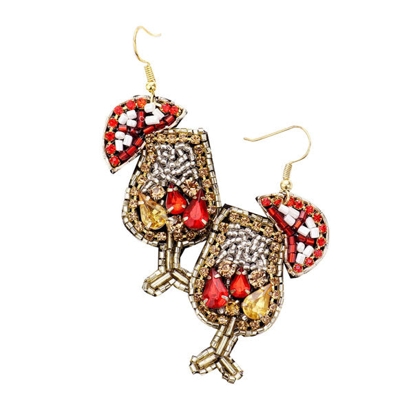 Red Felt Back Multi Bead Cocktail Earrings, extremely light weight, you won't even know you are wearing them. PERFECT for Mardi Gras Parades, Parties, Festivals, you name it! The perfect statement piece! Fat Tuesday Earrings, Mardi Gras Accessories, Purple Green & Gold, Mardi Gras Jewelry, Mardi Gras Gift.