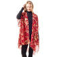 Red Floral Printed Gold Foil Accented Ruana Poncho, is an awesome and gorgeous accessory for enlightening your beautiful look and representing the perfect class with confidence. You'll love this gold foil gorgeous poncho and it will become a favorite accessory to enrich your attire. Throw it on over so many pieces elevating any casual outfit to get cute compliments. 