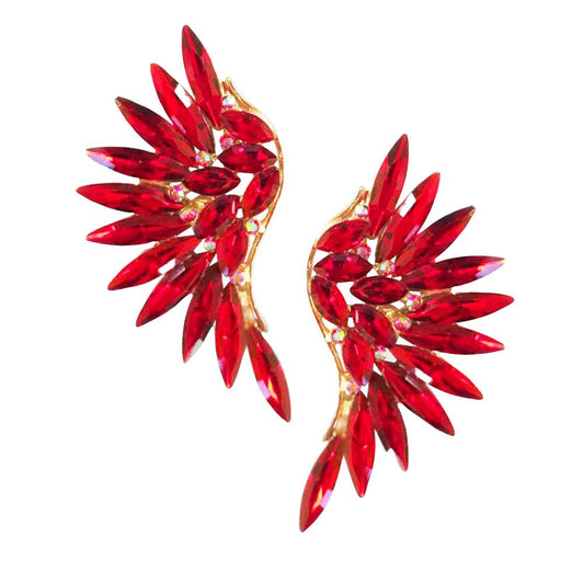 Red Marquise Stone Cluster Wing Clip on Earrings. These gorgeous Marquise stone pieces will show your class in any special occasion. The elegance of these stone goes unmatched, great for wearing at a party! Perfect jewelry to enhance your look. Awesome gift for birthday, Anniversary, Valentine’s Day or any special occasion.