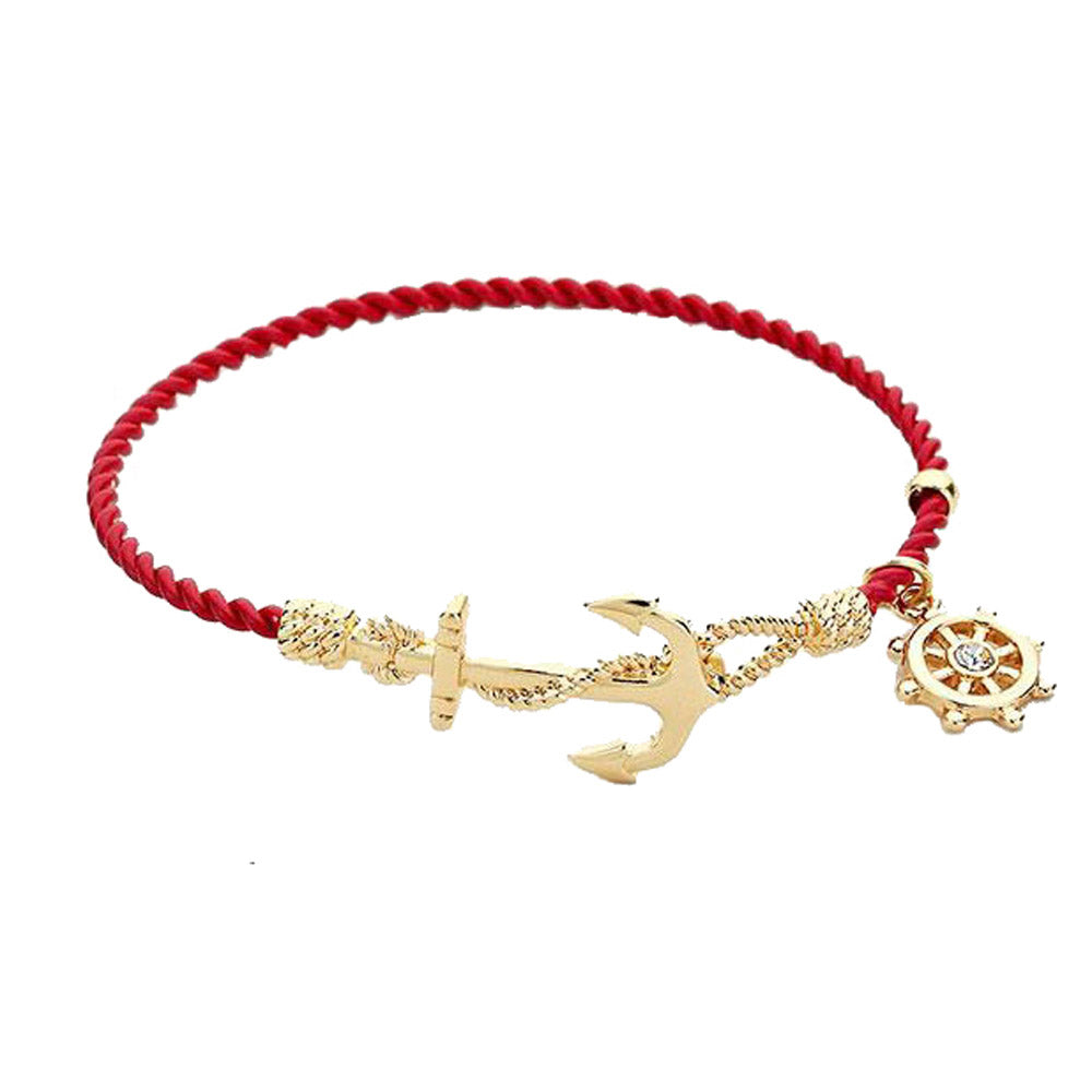 Red Nautical Anchor Helm Charm Hook Bracelet, add a a nautical theme to your outfit with this beautiful anchor bracelet. Hook closure makes it easy to put on, be vacation ready with this cute bracelet. Perfect Birthday Gift, Mother's Day Gift, Anniversary Gift, Vacation Getaway, Thank you Gift, Red Nautical Bracelet