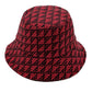 Red Polyester Geometric Patterned Bucket Hat, this bucket hat doubles as a rain hat and is snug on the head and stays on well. It will work well to keep the rain off the head and out of the eyes and also the back of the neck. Wear it to lend a modern liveliness above a raincoat on trans-seasonal days in the city.