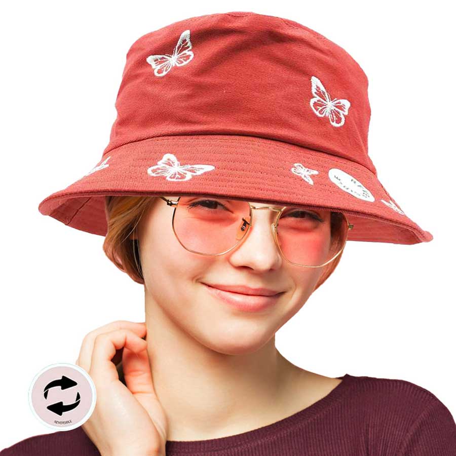Red Reversible Butterfly Pattern Bucket Hat, whether you’re basking under the summer sun at the beach, lounging by the pool, or kicking back with friends at the lake, a great hat can keep you cool and comfortable even when the sun is high in the sky. Large, comfortable, and perfect for keeping the sun off of your face.
