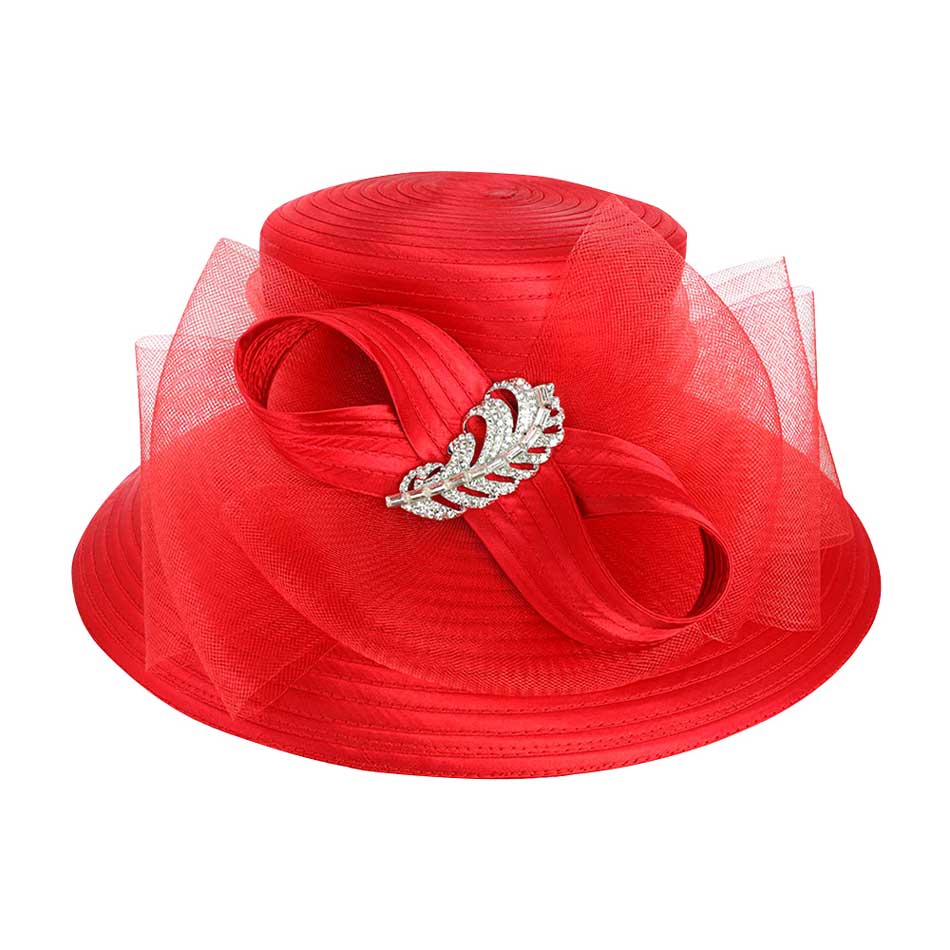 Red Rhinestone Embellished Feather Accented Mesh Bow Dressy Hat, is an elegant and high fashion accessory for your modern couture. Unique and elegant hats, family, friends, and guests are guaranteed to be astonished by this rhinestone embellished mesh bow dressy hat. The fascinator hat with exquisite workmanship is soft, lightweight, skin-friendly, and very comfortable to wear.