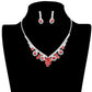 Red Round Stone Flower Accented Rhinestone Pave Necklace, put on a pop of color to complete your ensemble. Perfect for adding just the right amount of shimmer & shine and a touch of class to special events. Wear with different outfits to add perfect luxe and class with incomparable beauty. Perfectly lightweight for all-day wear. coordinate with any ensemble from business casual to everyday wear. Perfect Birthday Gift, Anniversary Gift, Mother's Day Gift, Valentine's Day Gift.