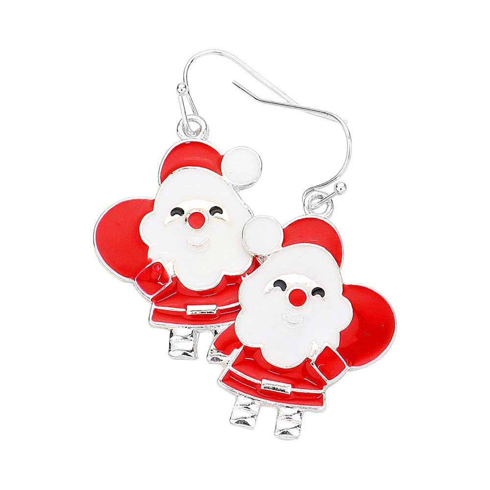 Red Silver Enamel Santa Clause Dangle Earrings, these colors will pair well with all your wardrobe. Fun & trendy, these Christmas themed dangle earrings will accent your look. Coordinate these Santa clause earrings with any ensemble from business casual wear, Lightweight and comfortable for wearing all through the week. Perfect Birthday Gift, Valentine's Day Gift, Anniversary Gift, Mother's Day Gift, Thank you Gift. 