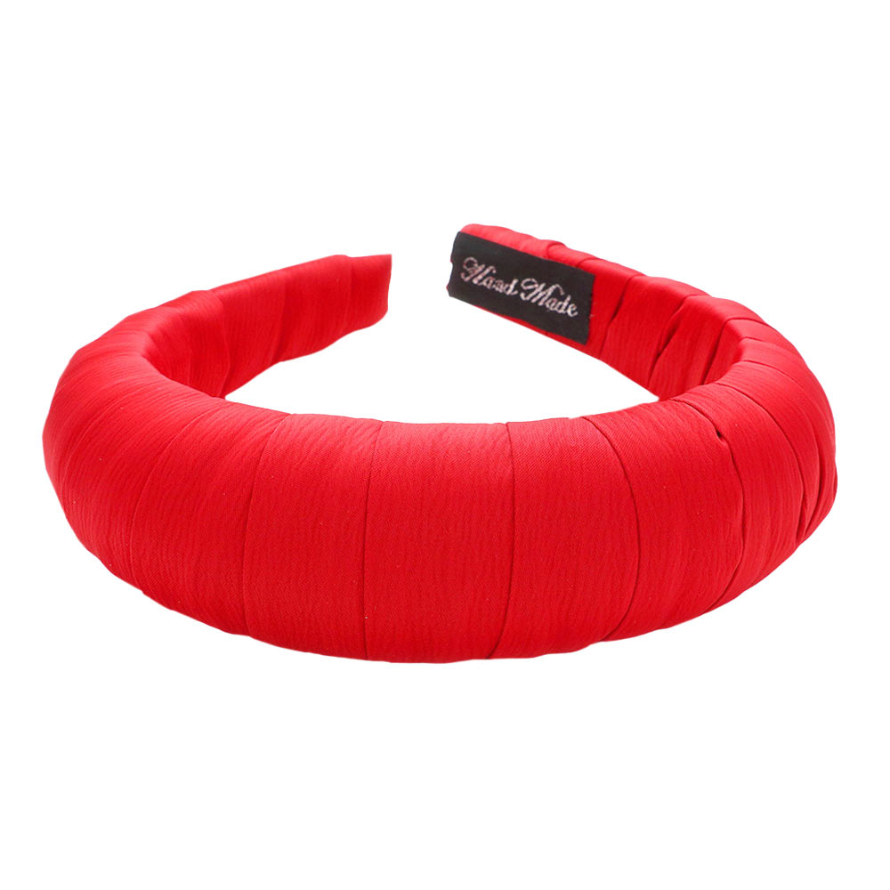 Red Solid Fabric Wrapped Padded Headband, create a natural & beautiful look while perfectly matching your color with the easy-to-use solid fabric wrapped padded headband. Push your hair back and spice up any plain outfit with this solid fabric headband! 