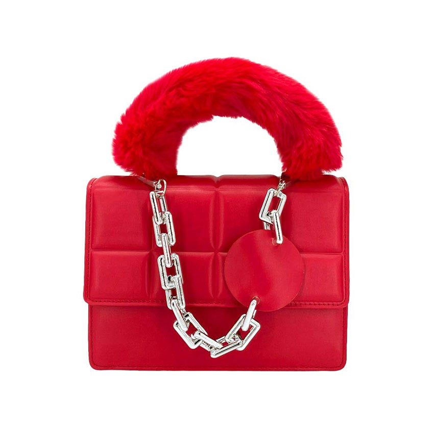 Red Solid Faux Fur Handle Tote Crossbody Bag, this cute and attractive crossbody bag is awesome to show your trendy choice that will make you stand out. It gives you the best support for carrying the handy stuff. Have fun and look stylish with this beautiful crossbody bag that will amp up your attire surely. It's versatile enough for wearing with any outfit. Perfectly lightweight to carry around all day. Perfect Birthday Gift, Anniversary Gift, Mother's Day Gift, Graduation Gift, or Valentine's Day Gift.