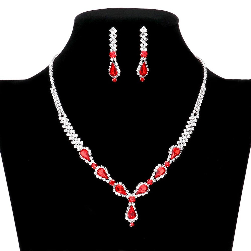 Teardrop Stone Accented Rhinestone Necklace