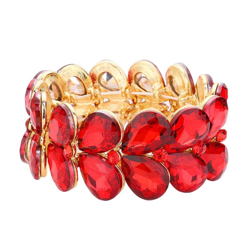 Red Teardrop Stone Embellished Evening Bracelet, These gorgeous stone pieces will show your class in any special occasion. eye-catching sparkle, sophisticated look you have been craving for! Fabulous fashion and sleek style adds a pop of pretty color to your attire, coordinate with any ensemble from business casual to everyday wear. Awesome gift for birthday, Anniversary, Valentine’s Day or any special occasion.