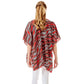 Red Wavy Printed Lurex Cover Up Poncho Kimono Poncho. Lightweight and soft brushed fabric exterior fabric that make you feel more warm and comfortable. Cute and trendy Cardigan for women. Great for dating, hanging out, daily wear, vacation, travel, shopping, holiday attire, office, work, outwear, fall, spring or early winter. Perfect Gift for Wife, Mom, Birthday, Holiday, Anniversary, Fun Night Out.