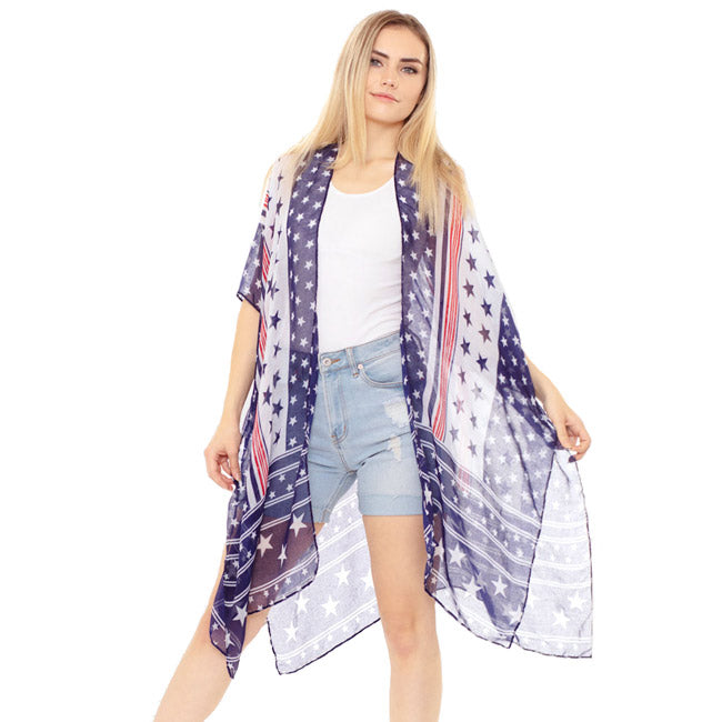 Red, White & Blue American USA Flag Kimono Poncho USA Flag Cover Up Beachwear is made easy, relaxed silhouette, perfectly breezy & laid-back, an accessory easy to pair with many tops, elevating any casual outfit! Perfect Gift! Independence Day, 4th of July, Memorial Day, Flag Day, Labor Day, Election Day, Veterans Day, President Day