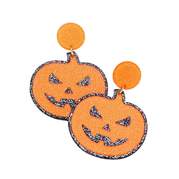 Resin Pumpkin Halloween Post Back Dangle Earrings. Share the spirit of Halloween with our extra cute Resin Pumpkin Dangle Earrings. These earrings are just the thing you need to complete your Halloween costume! Let the spooky season begin! Happy Halloween!