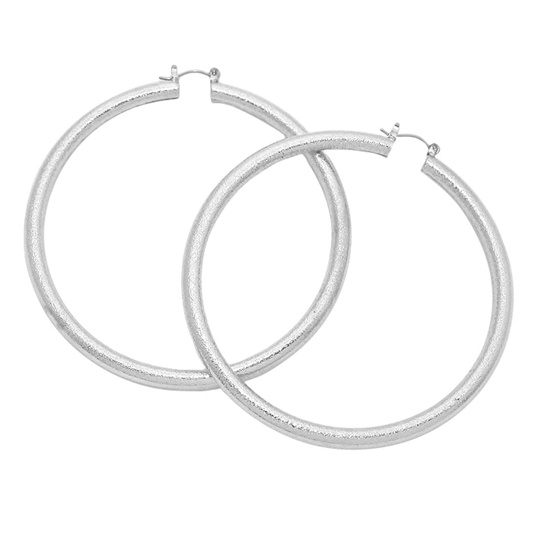 Rhodium 3 Inches 14 K Gold Filled Metal Hoop Pin Catch Earrings. Spring is right around the corner, get ready with these Dangle Pin Catch earrings, add a pop of color to your ensemble. Perfect Birthday Gift, Anniversary Gift, Loved One Gift, Mother's Day Gift, Anniversary Gift, Graduation Gift for the women in your life.